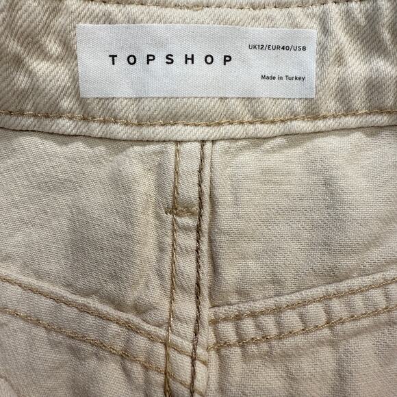 Women's Top Shop Cream Pleated Denim Cut-Off Shorts Size 8‎ NEW - Picture 3 of 6